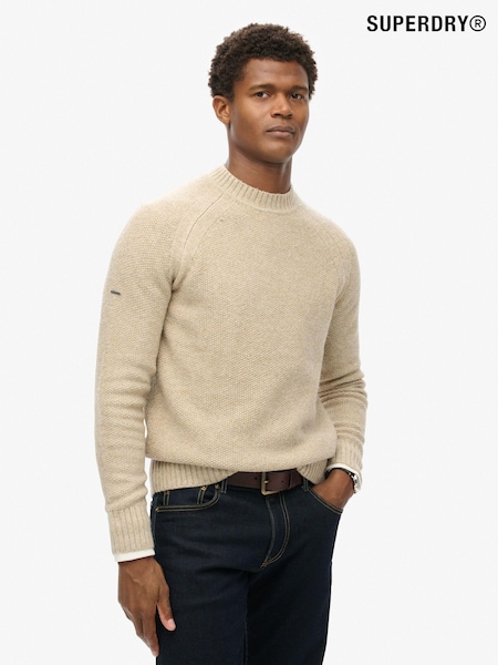 White Pepper Beige - Superdry Grobstrickpullover mit Raglanärmeln (825355) | 92 €