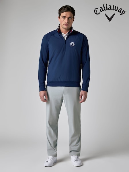 Blau - Regular Callaway Blue Apparel Blocked Mixed Media Full Zip Jacket