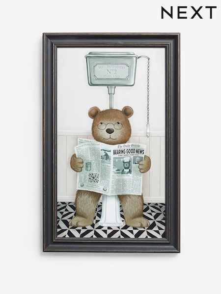 Black Bertie Bear on the Loo Framed Wall Art (826430) | €25