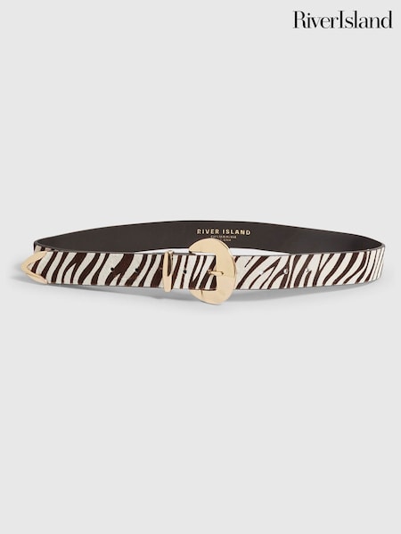 Black - River Island Zebra Print Buckle Belt