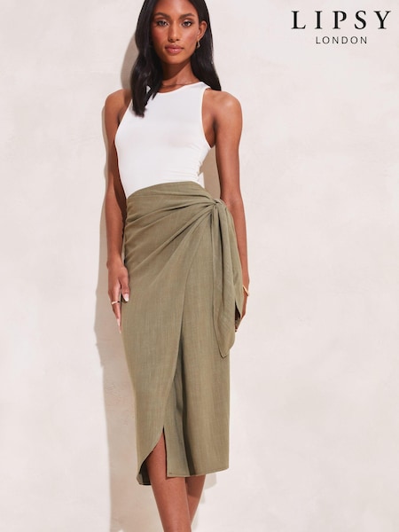 Lipsy Tie Waist Wrap Midi Skirt (827017) | €19