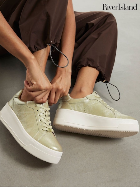 Gold - River Island Chunky Lace Up Trainers