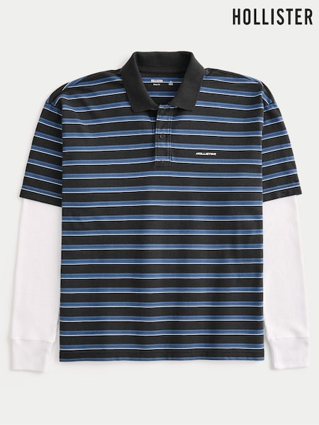 Blue - Regular Hollister Boxy Heavyweight Stripe Polo Shirt