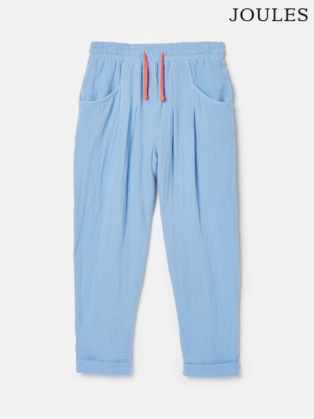 Joules Girls' Playtime Blue Textured Woven Trousers (828440) | €19.50 - €21.50