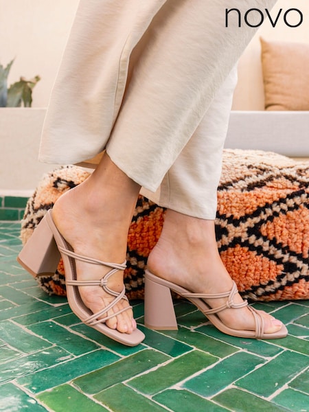 Novo Nude Regular Fit Luckie Block Heel Mules (828670) | AED99