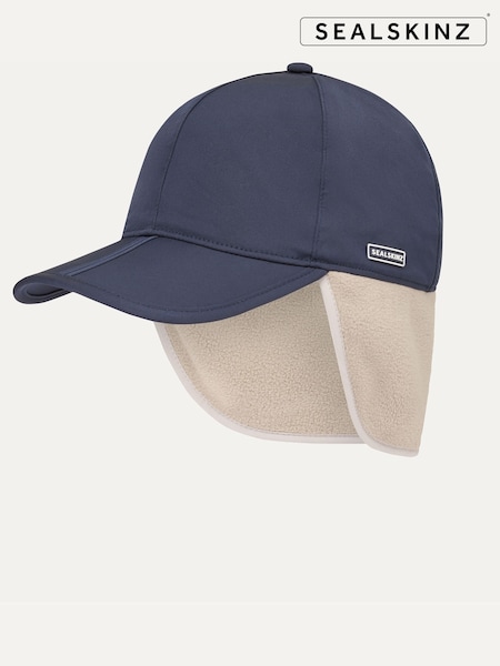 Blue - Regular Sealskinz Cantley Waterproof Foldable Peak Cap With Ear Warmers