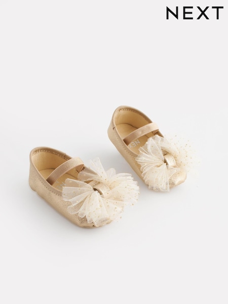 Gold Baby Bow Occasion Shoes (0-24mths) (829762) | 49 QAR