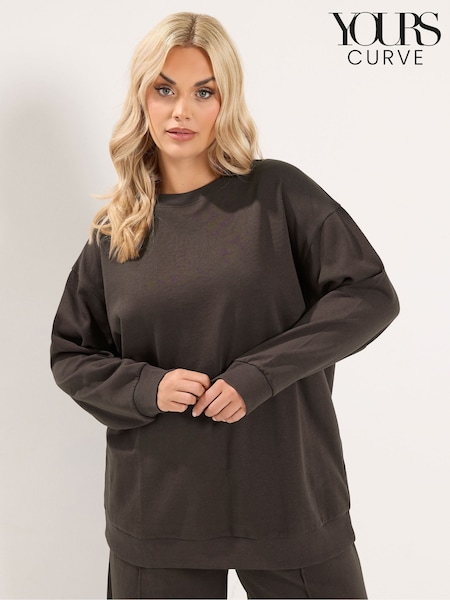 Brown - Yours Curve Crew Neck Sweatshirt