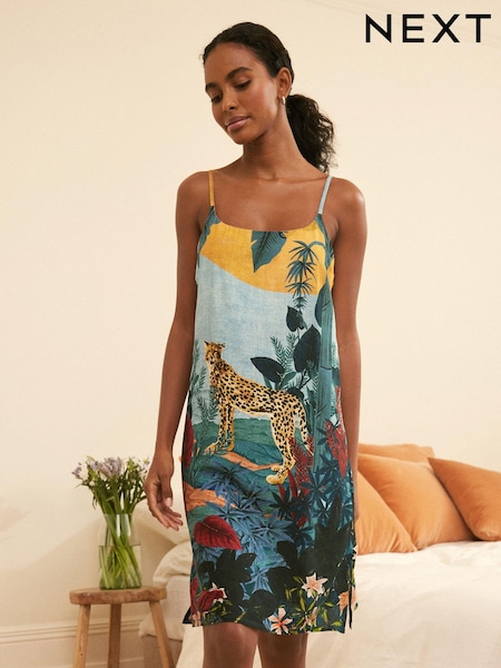 Orange/Dschungelprint - Unterkleid aus Leinenmischung (829897) | 14 €