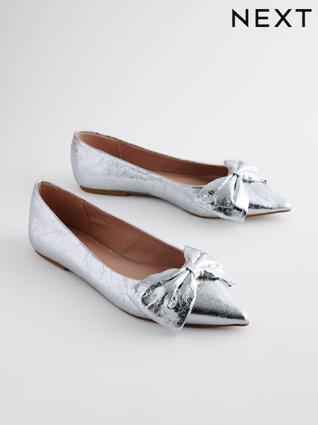 銀灰色 - Forever Comfort® Point Toe Bow Ballerinas (830404) | NT$1,410