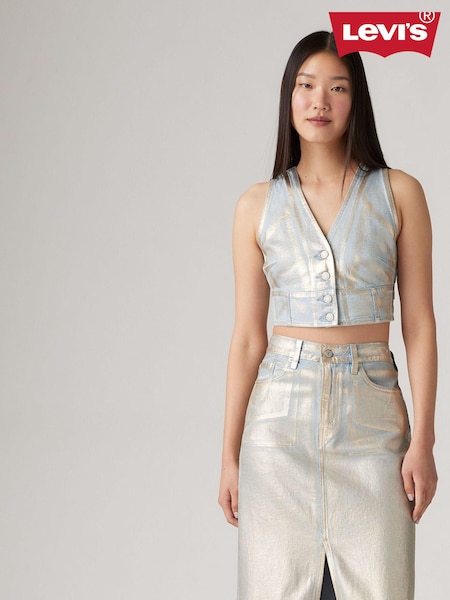 Levi's® Optical Illusion Silver Mona Denim Corset 100% Cotton Vest (830522) | €40