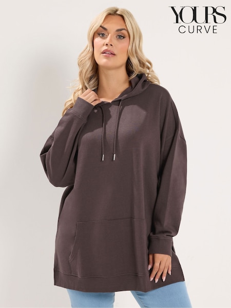 Brown - Yours Curve Drawstring Hoodie