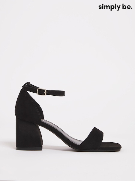 Simply Be Black Barely There Block Heel Sandals in Extra Wide Fit (830962) | 144 QAR