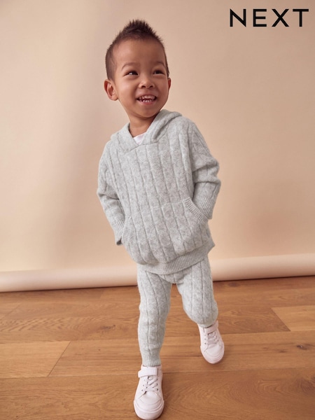Grijs - Cable Knit Hoodie and Jogger Set (3mths-7yrs) (831183) | € 20 - € 23
