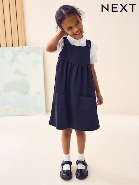 Black Jersey Stretch Pinafore School Dress (3-14yrs) (831572) | 54 QAR - 69 QAR