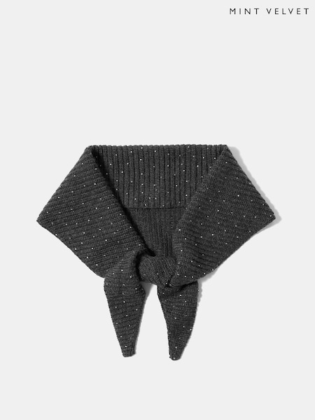 Grå - Mint Velvet Embellished Knit Scarf