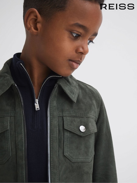 Reiss Forest Green Pike 9-14 yrs Suede Zip Through Jacket (832114) | AED1,066