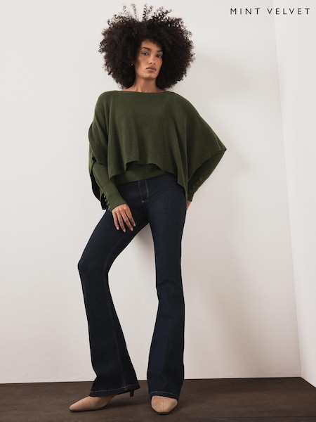 Green - Mint Velvet Cape Ribbed Knit Top