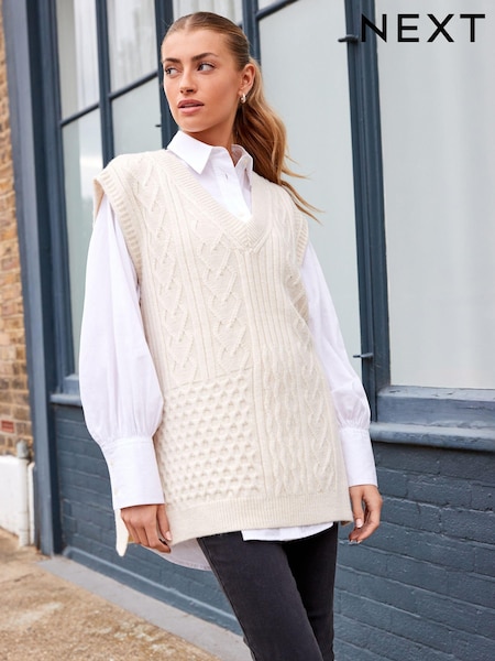 Cream Knit Heart Patchwork Tank Top (832304) | €19.50