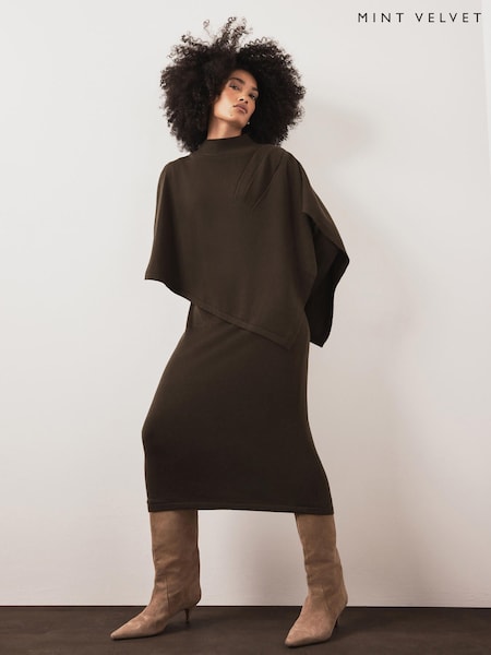 Green - Mint Velvet Poncho Knit Midi Dress