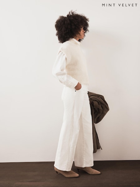 Cream - Mint Velvet Cord Barrel Leg Trousers