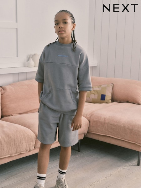 Grey Utility Short Sleeve Sweat and Shorts Set (3-16yrs) (832873) | €14 - €17