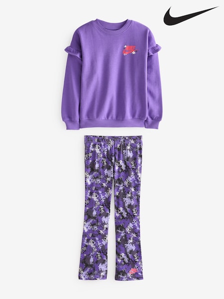 Nike Purple Little Kids Ruffle Sweatshirt and Flared Leggings Set (832975) | €26