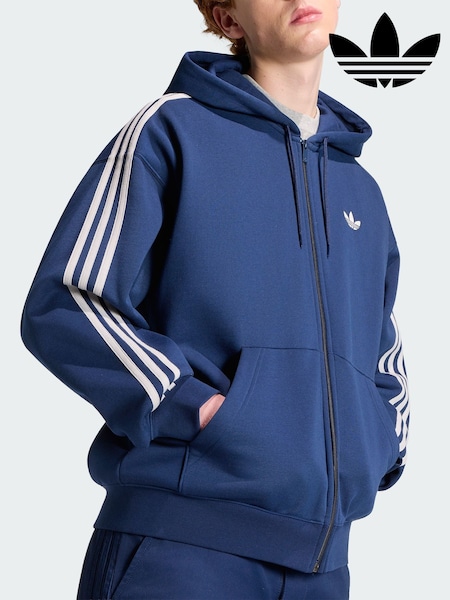 Blue - Regular Adidas Originals Adicolor Oversize Full-zip Hoodie