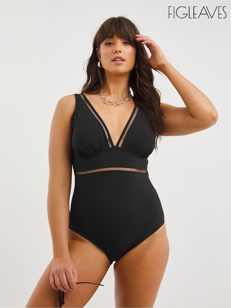 Figleaves Black Icon Non Wired Tummy Control Shaping Swimsuit (833153) | 196 LEI