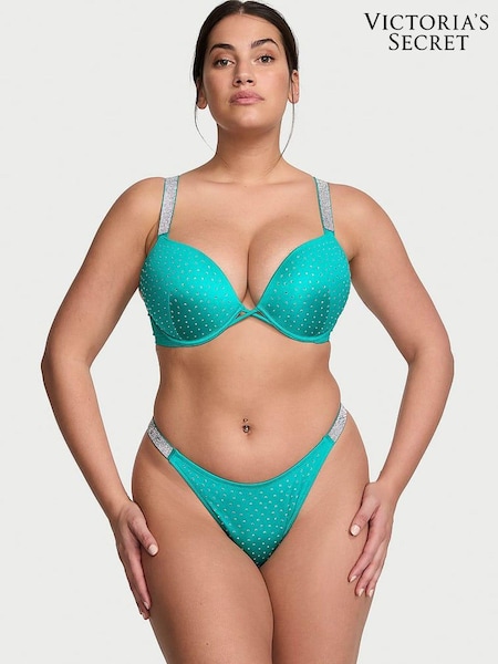 Victoria's Secret Capri Sea Blue Add 2 Cups Push Up Shine Strap Swim Bikini Top (833206) | €37