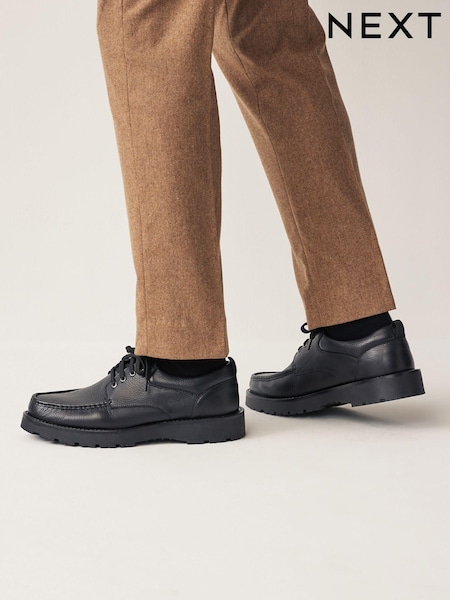 Черный - Leather Chunky Apron Shoes (833462) | €25