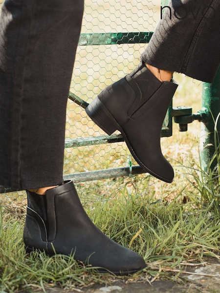 Novo Black Wide Fit Dacre Flat Ankle Chelsea Boots (833807) | AED102