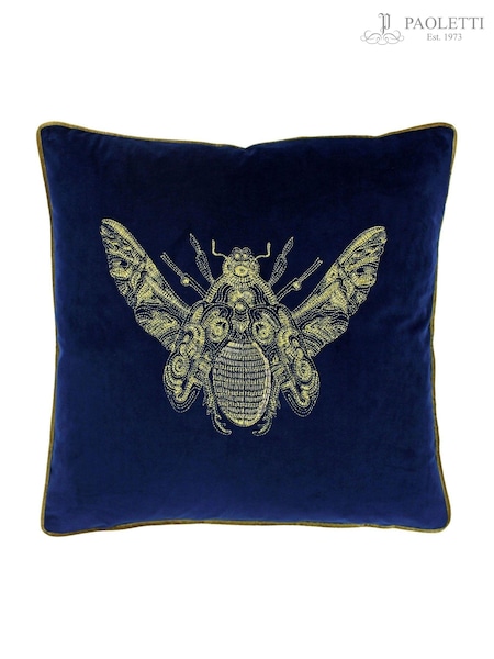 Riva Paoletti Royal Blue Cerana Velvet Polyester Filled Cushion (834138) | AED116