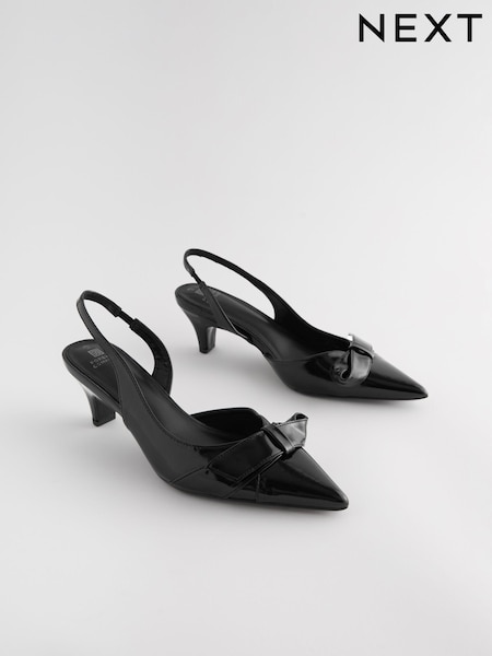 Black Forever Comfort® Standard/Wide Fit Peg Kitten Slingback Heel Shoes (834948) | AED71