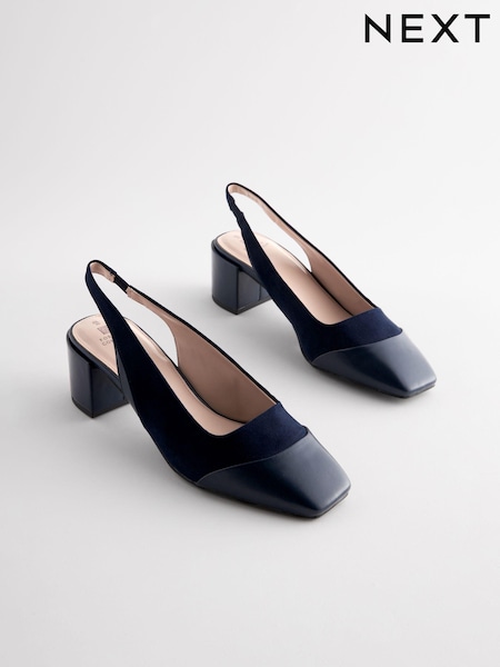 Темно-синий - Forever Comfort® Square Toe Sling Back Block Heels (835000) | €32