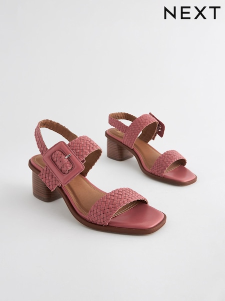 Розовый - Forever Comfort® Weave Square Toe Block Sandals (835515) | €14