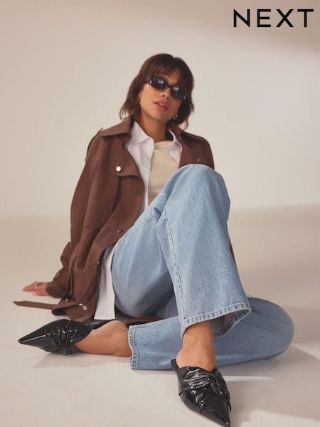 أسود - Forever Comfort Point Toe Knot Mules (835542) | ‏102 د.إ.‏