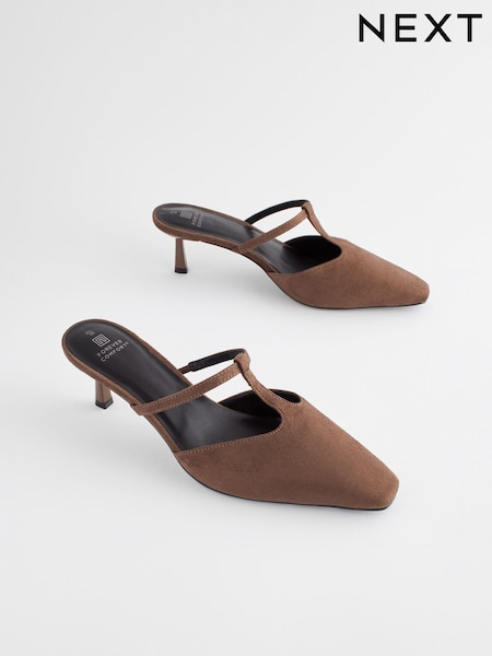 Brown Forever Comfort® Square Toe T-Bar Mules (835565) | €27