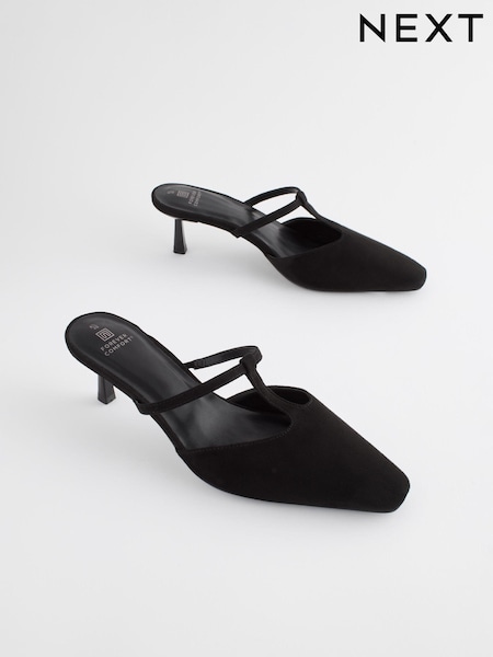Black Forever Comfort® Square Toe T-Bar Mules (835586) | €24