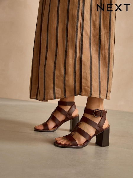 Burgundy Forever Comfort® Patent Strappy Block Sandals (835594) | AED100