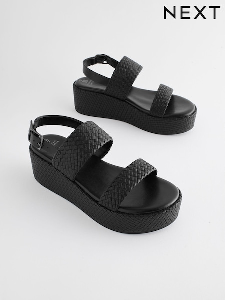 Black Forever Comfort® Weave Flatform Sandals (835741) | €12