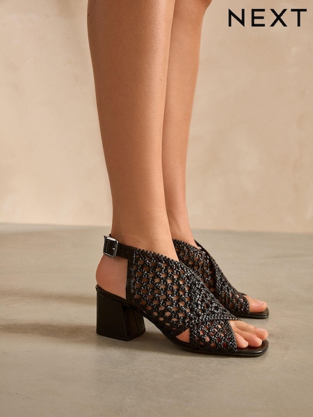 Black - Forever Comfort Weave Block Shoeboot Sandals (835763) | 171 LEI