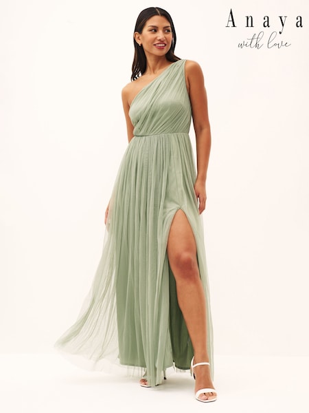 Anaya With Love Green One Shoulder Tulle Maxi Dress (835868) | €29