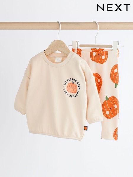 Neutral Pumpkin Cosy Baby 100% Cotton Sweatshirt and Leggings Set (0mths-2yrs) (835981) | AED42 - AED49
