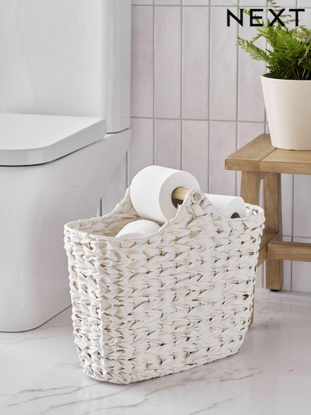 Cream Woven Toilet Roll Slimline Holder and Storage Set (836002) | €39