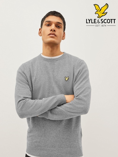 Lyle & Scott Light Grey Crew Neck Cotton Merino Jumper (836019) | €39 - €41