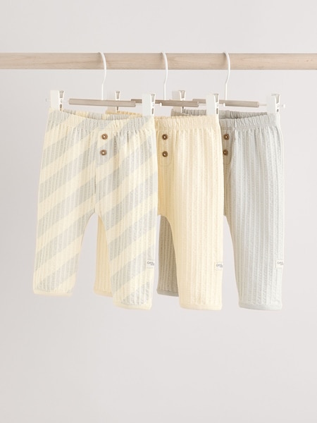 Grey/Cream 100% Cotton Baby Leggings 3 Pack (0mths-2yrs) (836057) | €18 - €21