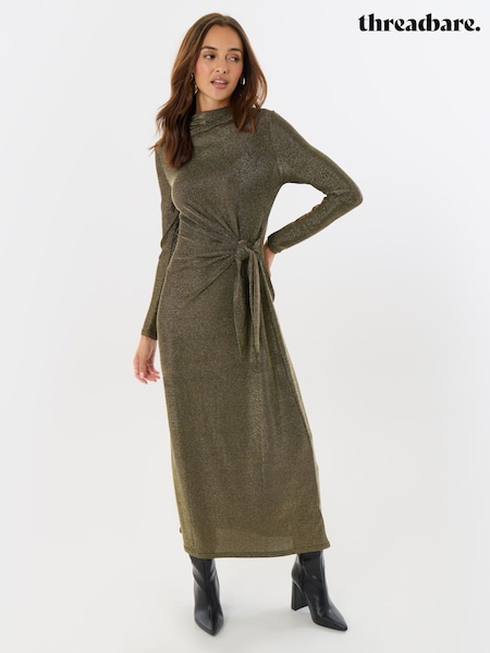 Metallic - Threadbare Funnel Neck Metallic Midaxi Dress