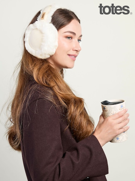 白色 - Totes Ceramic Travel Mug & Earmuffs Set