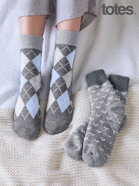 Grau - Totes Crop Socks 2 Pack With Cosy Lining
